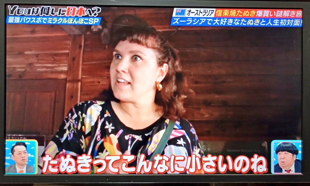 テレビ東京『Youは何しに日本へ』で信楽焼のたぬきを買いに来たオーストラリア人に密着してました。横浜ズーラシアて本物とご対面。信楽焼の印象があったので小さいことに驚いてました。