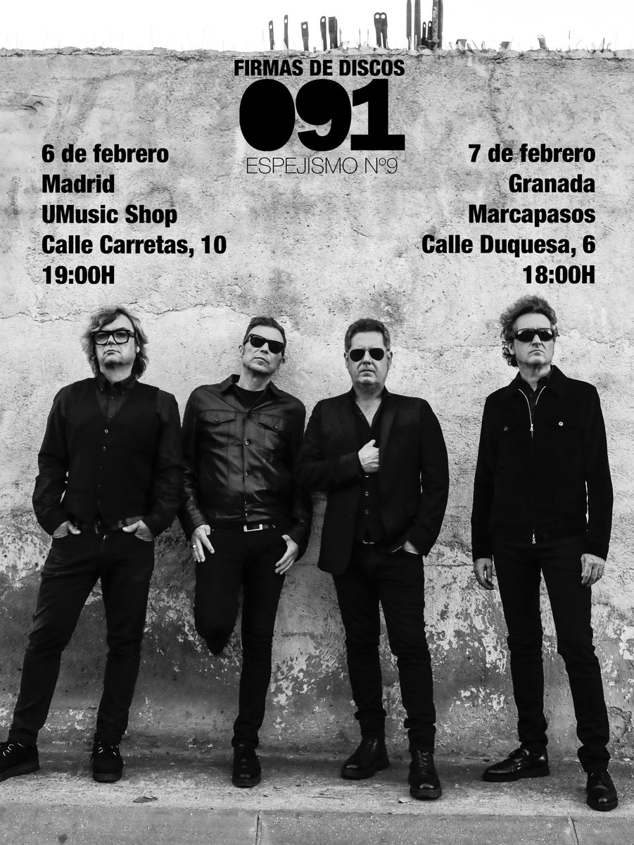Como sabéis, el próximo viernes 6 de febrero sale a la venta Espejismo nº 9. Con tal motivo hemos organizado sendas firmas de discos en Madrid y en Granada. Serán el 6 y el 7. En el cartel aparecen los sitios y los horarios. 
<a href="/091oficial/">091</a>    <a href="/UniversalSpain/">UniversalMusicSpain</a>  <a href="/Marcapasos_GR/">Discos Marcapasos</a>