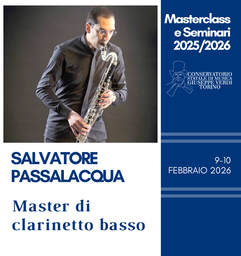 ConservatorioTo's tweet image. Clarinetto basso dell’Orchestra Sinfonica Nazionale della Rai dal 2013, Salvatore Passalacqua sarà docente presso il #ConservatorioTorino per una Masterclass di clarinetto basso.
🔜9-10 febbraio 2026 conservatoriotorino.eu/evento/masterc…