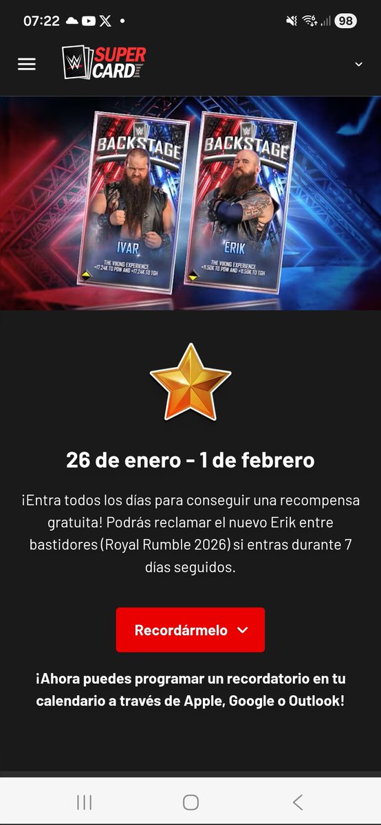 henunezc's tweet photo. Que pasa con la recompensa diaria @WWESuperCard @HelpSupercard https://t.co/QdRlmOhojq