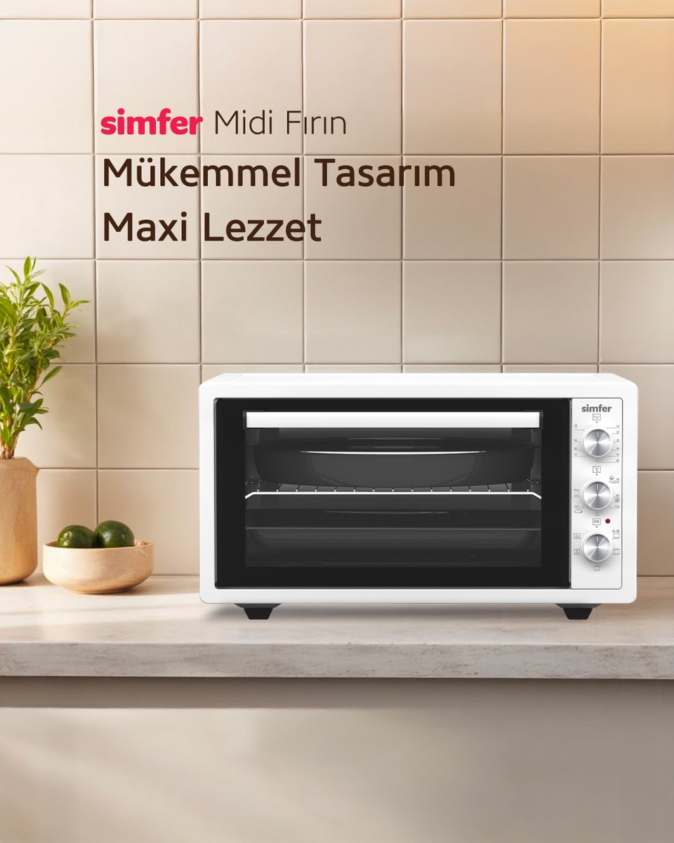SimferTurkiye's tweet image. Lezzetli yemekler, mükemmel pişirme! 

Turbo Fan teknolojisi, sıcak havayı fırının her köşesine eşit şekilde dağıtarak yemeklerinizi mükemmel pişirir.

45 litrelik geniş iç hacmiyle, büyük tepsilerle tek seferde tüm ailenize harika yemekler hazırlayın.

#Simfer