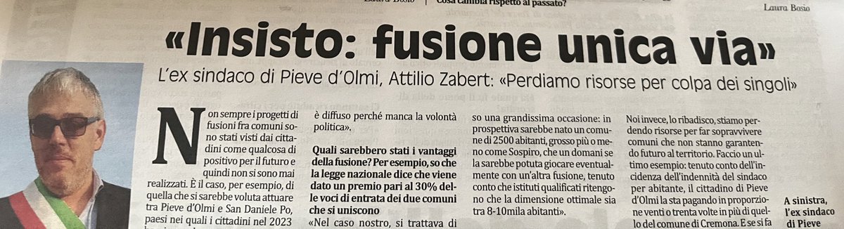 paoloangeloRF's tweet photo. su #Mondopadano in edicola fino a giovedì c’è una mia intervista all’ex sindaco di Pieve d’Olmi sulle fusioni tra comuni partendo. Da quella mancata tra il suo comune e San Daniele e un mio pezzo sul carnevale a #Grumello #Crotta Acquanegra #sesto e #Pizzighettone https://t.co/aT5J7y7kRU
