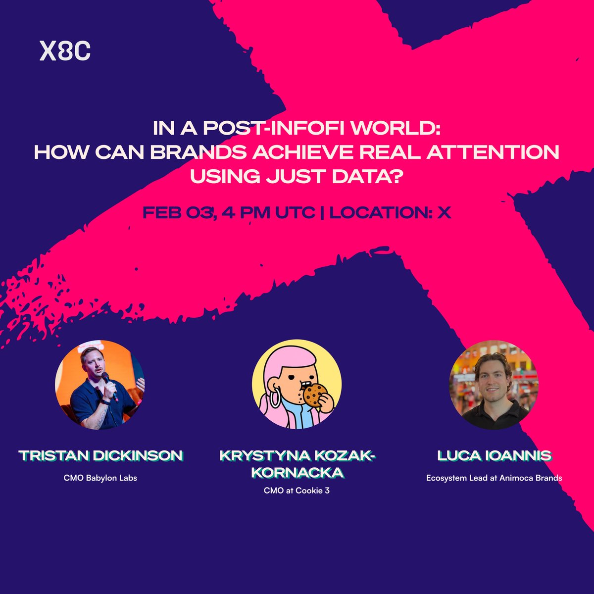 X8COfficial's tweet image. How can brands achieve real attention using just data?

Join our discussion with @cookie3, @animocabrands, and @babyloneco.

Tomorrow | 4 pm UTC | on X

To celebrate it, we have something special on our profile. Go check it out.