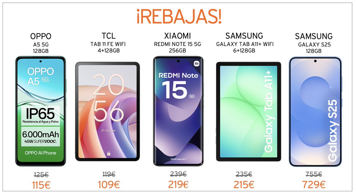 simyo_es's tweet photo. ¡Rebajas! 📱 
Si estás pensando en comprarte un móvil o un tablet nuevo, aquí tienes para elegir 😉 
¡Que no se te escapen!  👉 https://t.co/y0CcSC01yJ #moviles #tablets #smartphone #rebajas #ahorro https://t.co/U90kYmTFDt