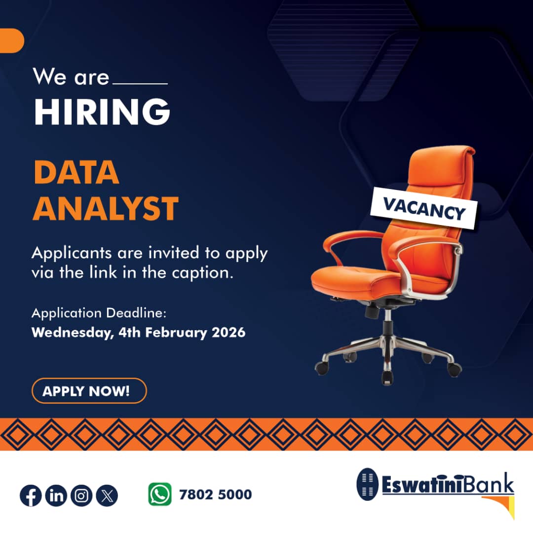 Join our team as a Data Analyst &amp; help turn data into meaningful insights that support informed decision-making and business growth.

Visit our website to view the full job responsibilities and requirements:
ib.swazibank.co.sz/media-centre/v…

Closing date: Wednesday, 4 February 2026