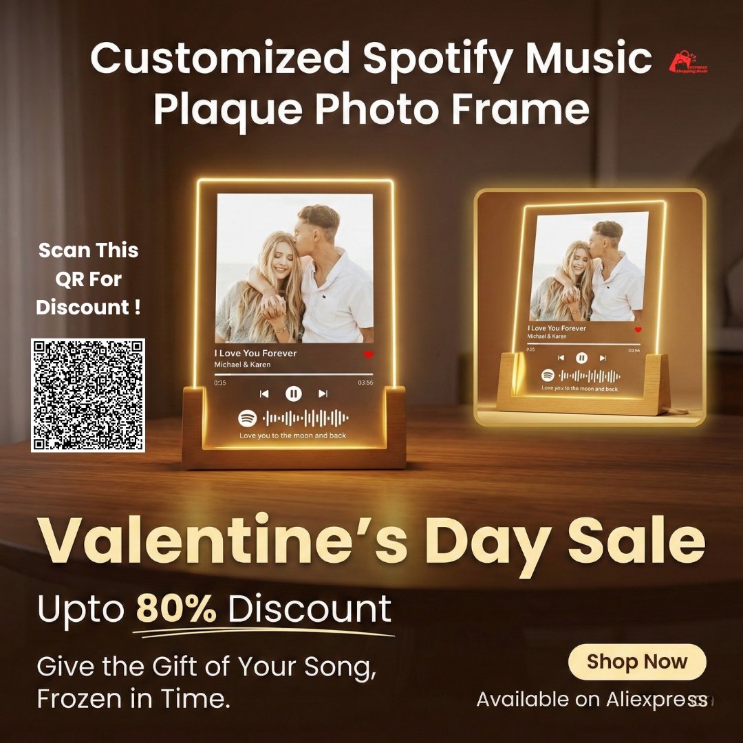 ESDOffers's tweet image. Turn your favorite song into a timeless memory with personalized Spotify music plaque.
Customize it with your photo,song title,&amp;amp; artist for truly unique display.
Modern acrylic design that add emotion

#CustomizedGift #SpotifyPlaque #PersonalizedDecor #MusicLoversGift #CoupleGift