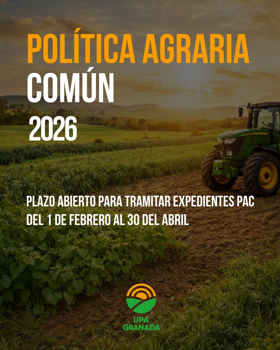 📢Arranca la Campaña PAC 2026
Del 01/02 al 30/04
📍Huéscar · Orce · Cúllar · Guadix · Granada
📞Atención con cita previa. No dudes en llamarnos
🤝Asesoramiento integral PAC: ecorregímenes, ayudas, SIGPAC...
🔍Gestión personalizada para lograr la máxima rentabilidad.
#upagranada