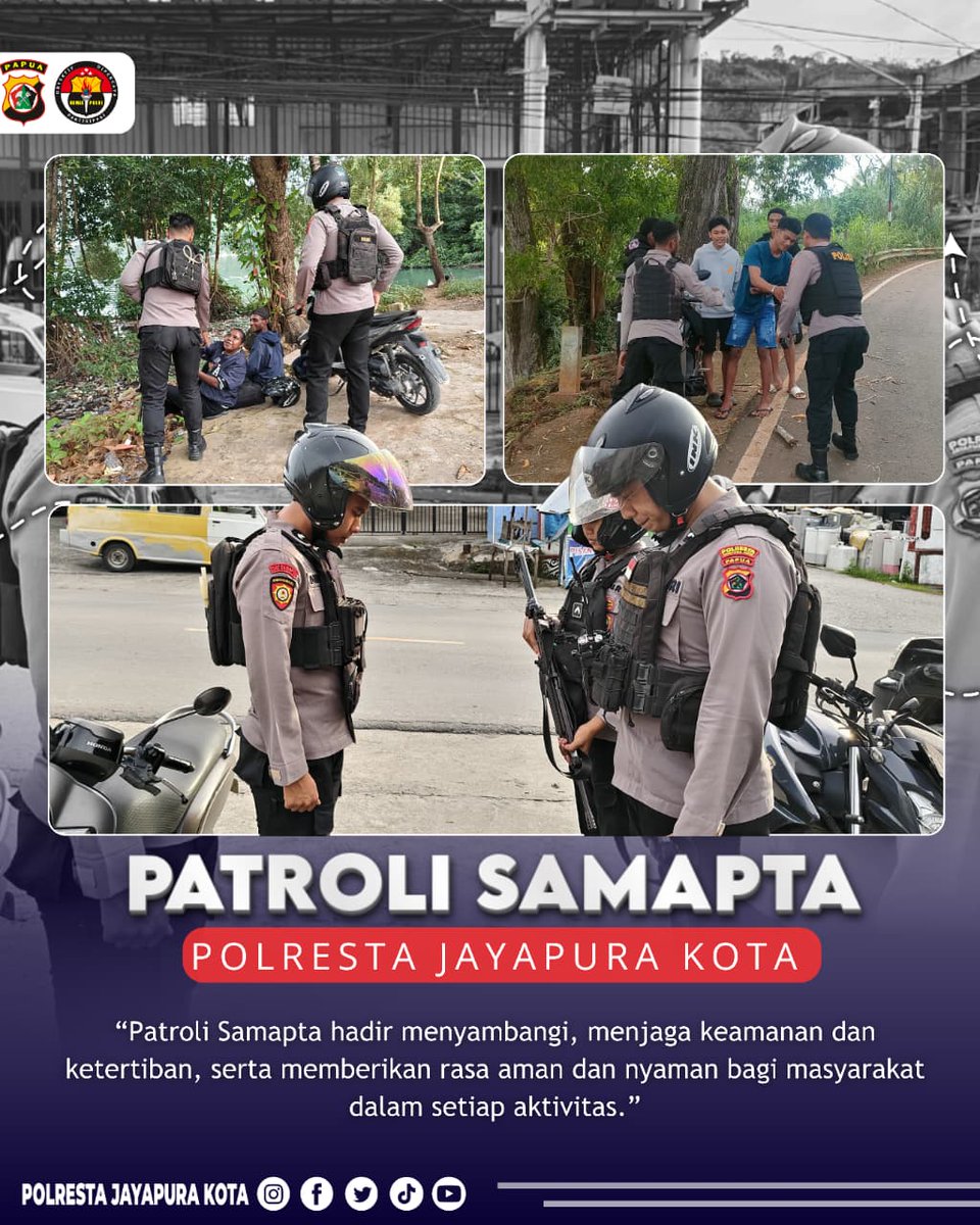 JayapuraKota's tweet image. Patroli Samapta Polresta Jayapura Kota Hadir Menyambangi, menjaga keamanan dan ketertiban serta memberikan rasa aman bagi masyarakat

#polriuntukmasyarakat
#presisi