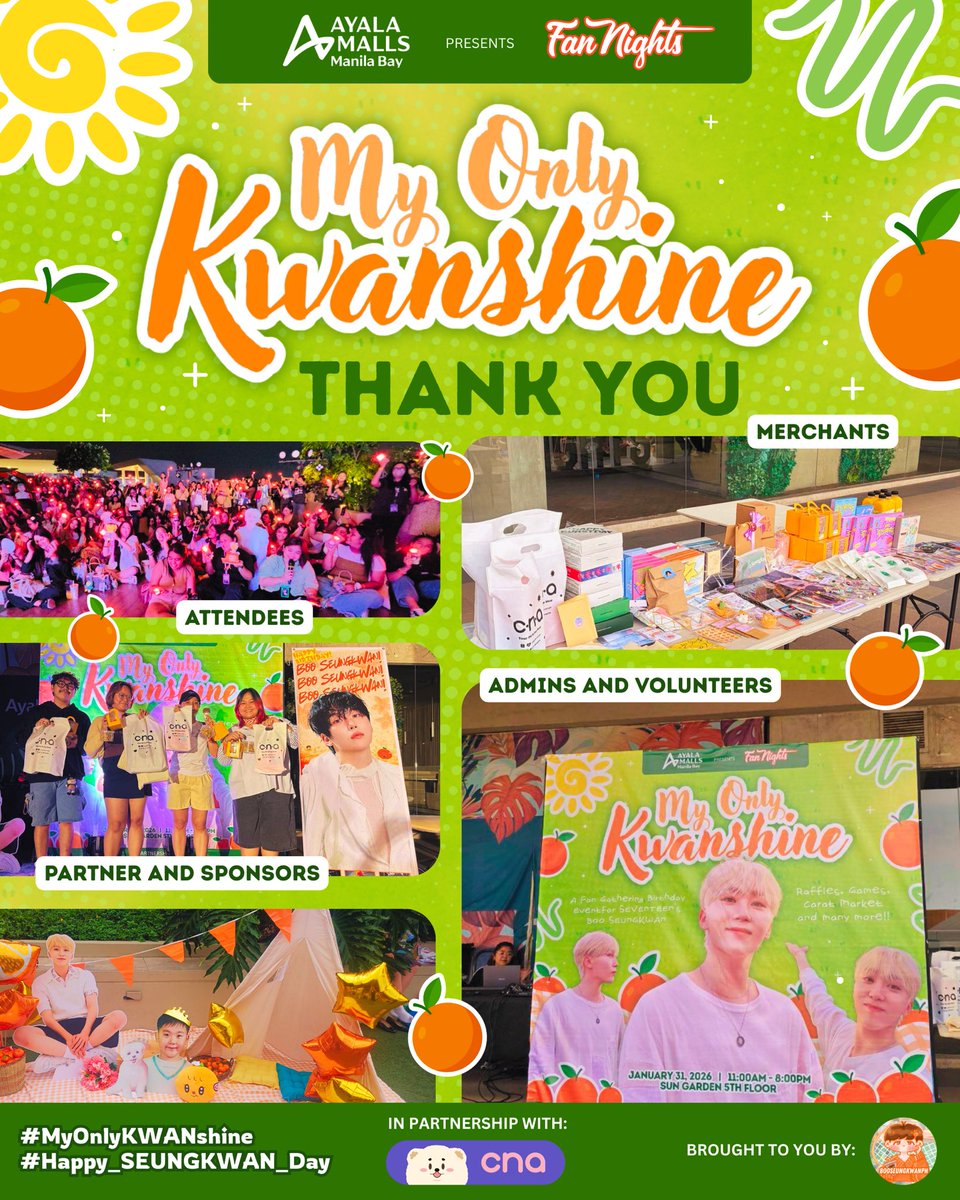 Thank you, Boosadans and Carats, for making #MyOnlyKWANshine such a beautiful and unforgettable celebration! 🎂✨

From the love, energy, and smiles you shared to the efforts of our volunteers, partners, and merchants, this event was a true reflection of what fandom unity looks