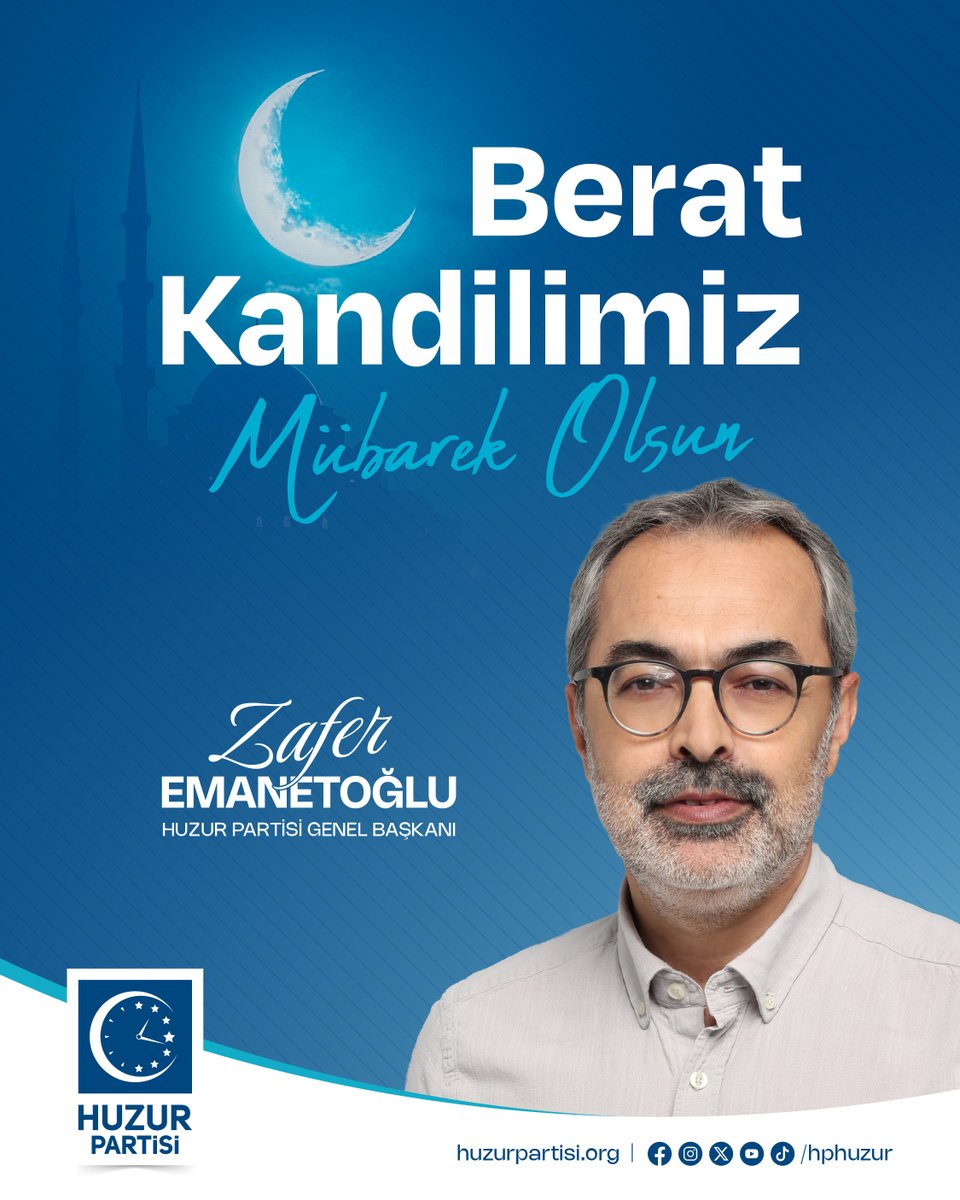 hphuzur's tweet photo. Kalbiniz huzurla, ömrünüz bereketle dolsun. Berat Gecemiz Mübarek Olsun. https://t.co/ydJvk8yPQd