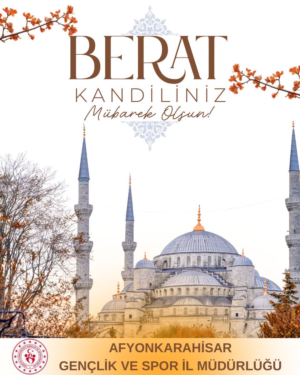 Mübarek Berat Kandili’nin; ülkemize, milletimize ve tüm İslam âlemine sağlık, huzur ve bereket getirmesini temenni ediyoruz.

<a href="/OA_BAK/">Dr. Osman Aşkın Bak</a> <a href="/gencliksporbak/">Gençlik ve Spor Bakanlığı 🇹🇷</a>