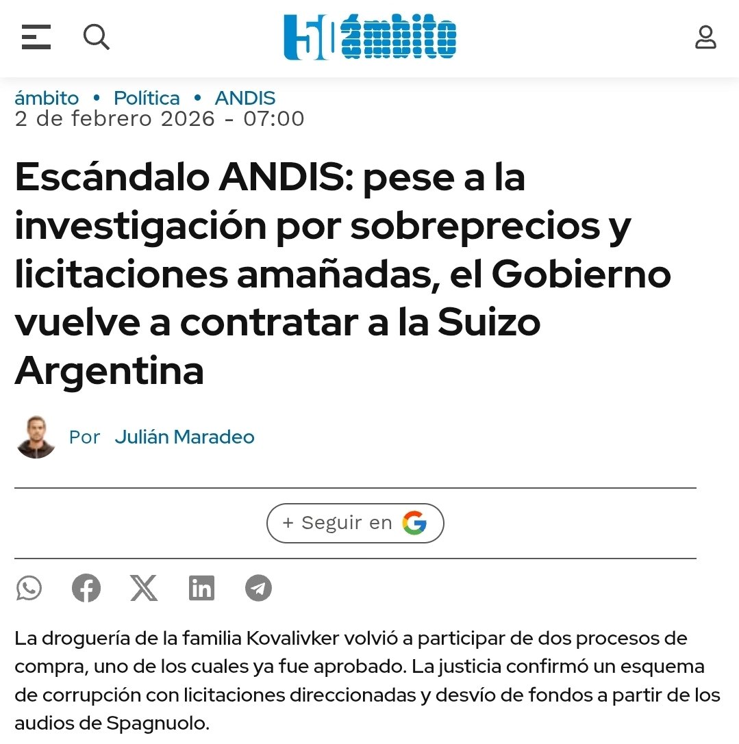 BiondiniCesar's tweet image. Pese al escándalo de ANDIS y a las investigaciones judiciales por licitaciones direccionadas, la Droguería Suizo Argentina volvió a recibir contratos del Ministerio de Salud.
La casta está de fiesta.
Con los libertarios, hay porcentajes que la motosierra debe respetar.