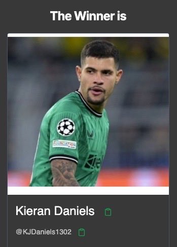 Just catching up on my Sorare admin…

The winner of this comp was <a href="/KJDaniels1302/">Kieran Daniels</a> 🤩🎊✌🏻🥳

Prizes are on there way to you! Congrats and enjoy the cards! 🎁

More giveaways to come…