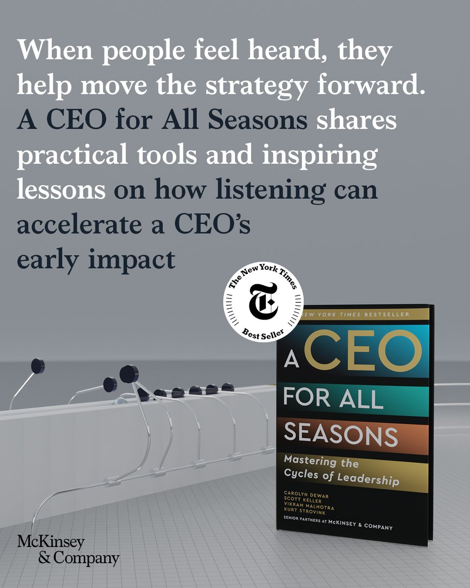 Effective CEOs often listen first.

A grounded view and a few intentionally focused actions can help set the tone.

More in A CEO for All Seasons: mck.co/4t2KUeX

#CEO4AllSeasons
