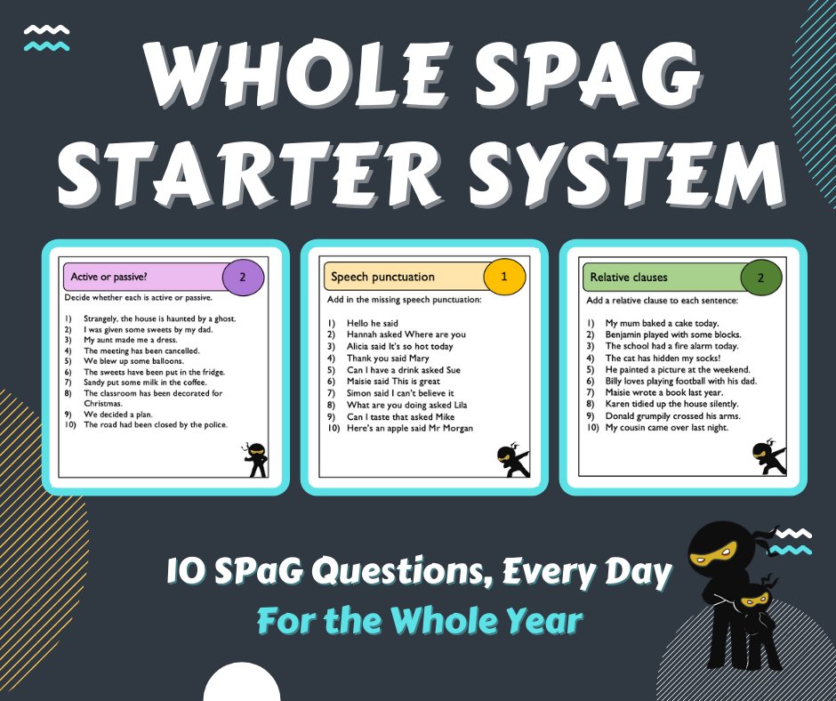 VocabularyNinja's tweet photo. 🏆 Resource Reminder! Whole School SPaG System!

🥷- One of our most popular resources with teachers. 10 daily SPaG questions, for Y1 to Y6. Complete with answers! Small size, perfect for trim and stick. #spag 🧠

https://t.co/94BqoaYKn6

#edutwitter #education #teacher #teaching https://t.co/T7PGP1irbi
