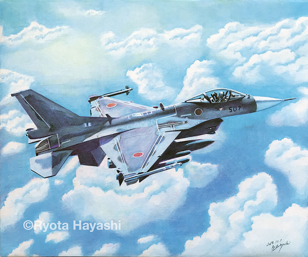 「メカアートの世界 第4回 Deep Blue F-2A/色鉛筆(Karisma 」|林 亮太＠2023 5/20〜6/11清瀬市郷土博物館個展のイラスト