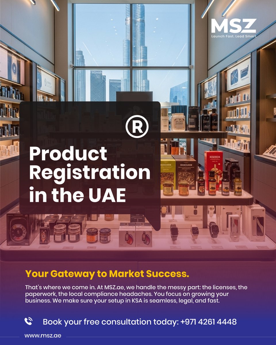 msz_uae's tweet photo. Want to sell in Dubai?  🚀
 
At MSZ we handle the paperwork, compliance, and approvals, so you can launch with confidence, growth, and credibility. 🚀 

📩  info@msz.ae  | +97142614448

#UAEBusiness #SellingUAE #MSZ #Productregistration #BusinessSetupUAE #Businesssetupdubai https://t.co/dz031zmovE