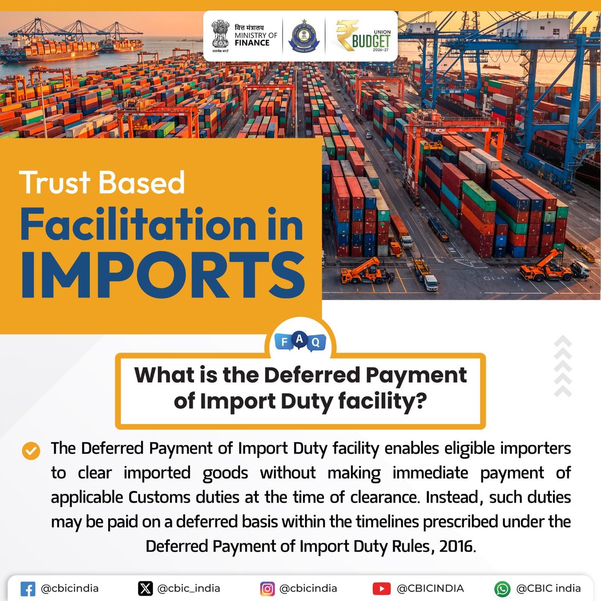 Trust Based Facilitation in Imports
#Budget2026