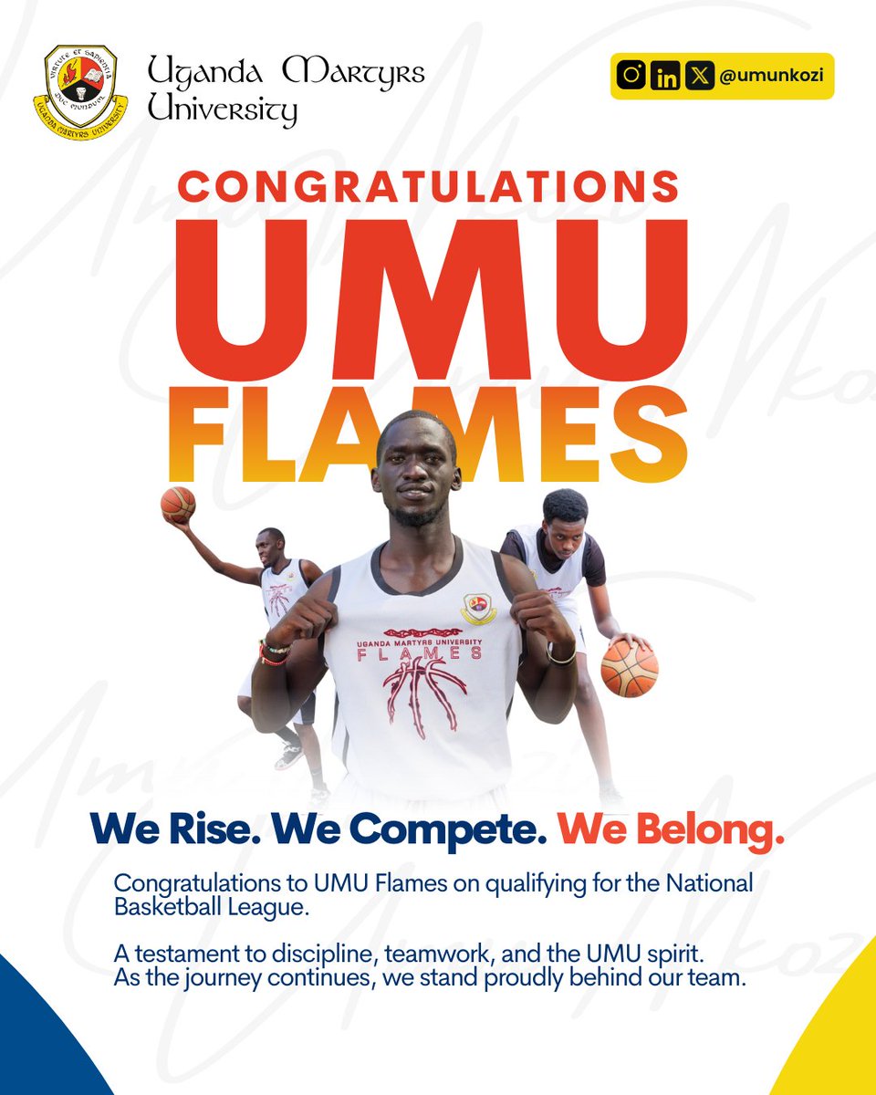 A strong start to the week calls for a strong celebration. 💪

Through discipline, teamwork, and belief, #UMUFlames qualified for the National Basketball League. 🏀🔥

Proud of our students. Confident in their future.
We Rise. We Compete. We Belong.

#UMUNkozi #StudentExcellence