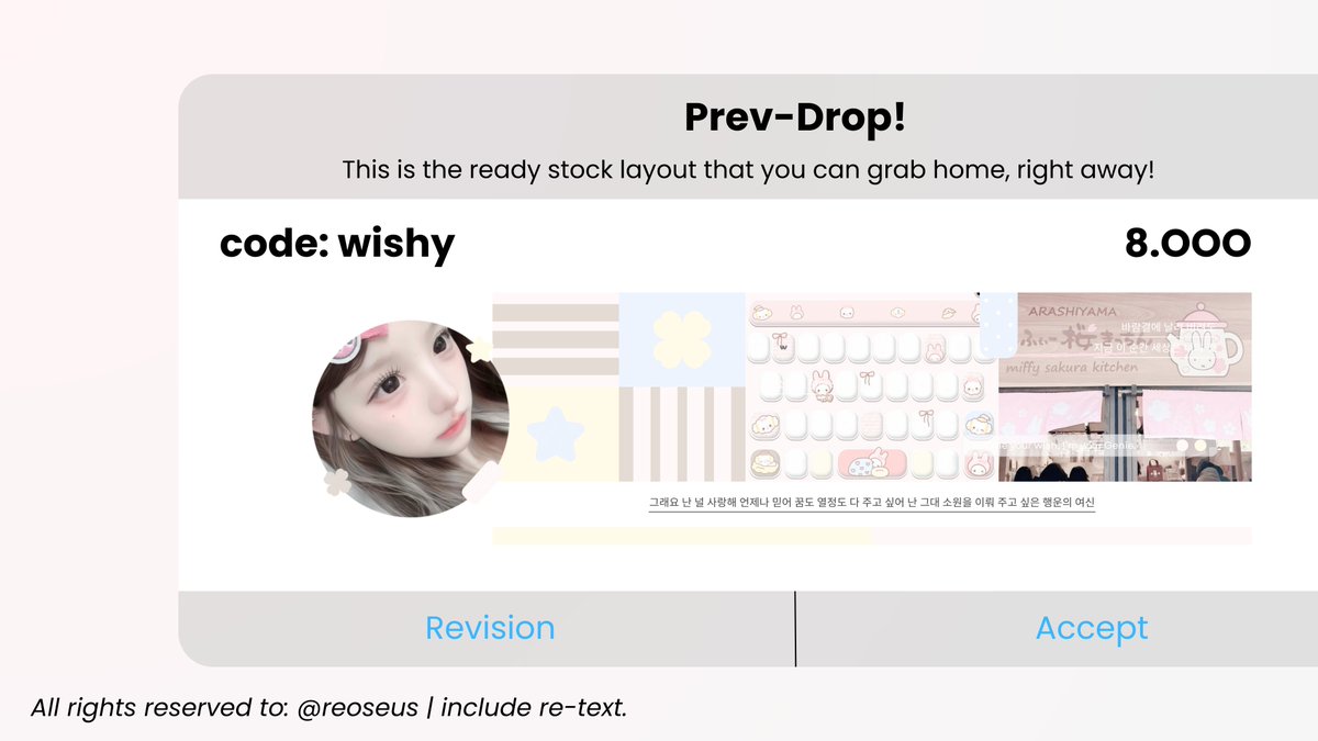 reoseus's tweet image. help repost, thank you! ♥︎ #zonauang

for special 2.2, aku mau disc ready stock layout ini! hanya berlaku sampai 23.00 malam ini yaa, besok sudah normal lagi. pricinya jadi 5K - 7K. detailed check on alt. ♥︎