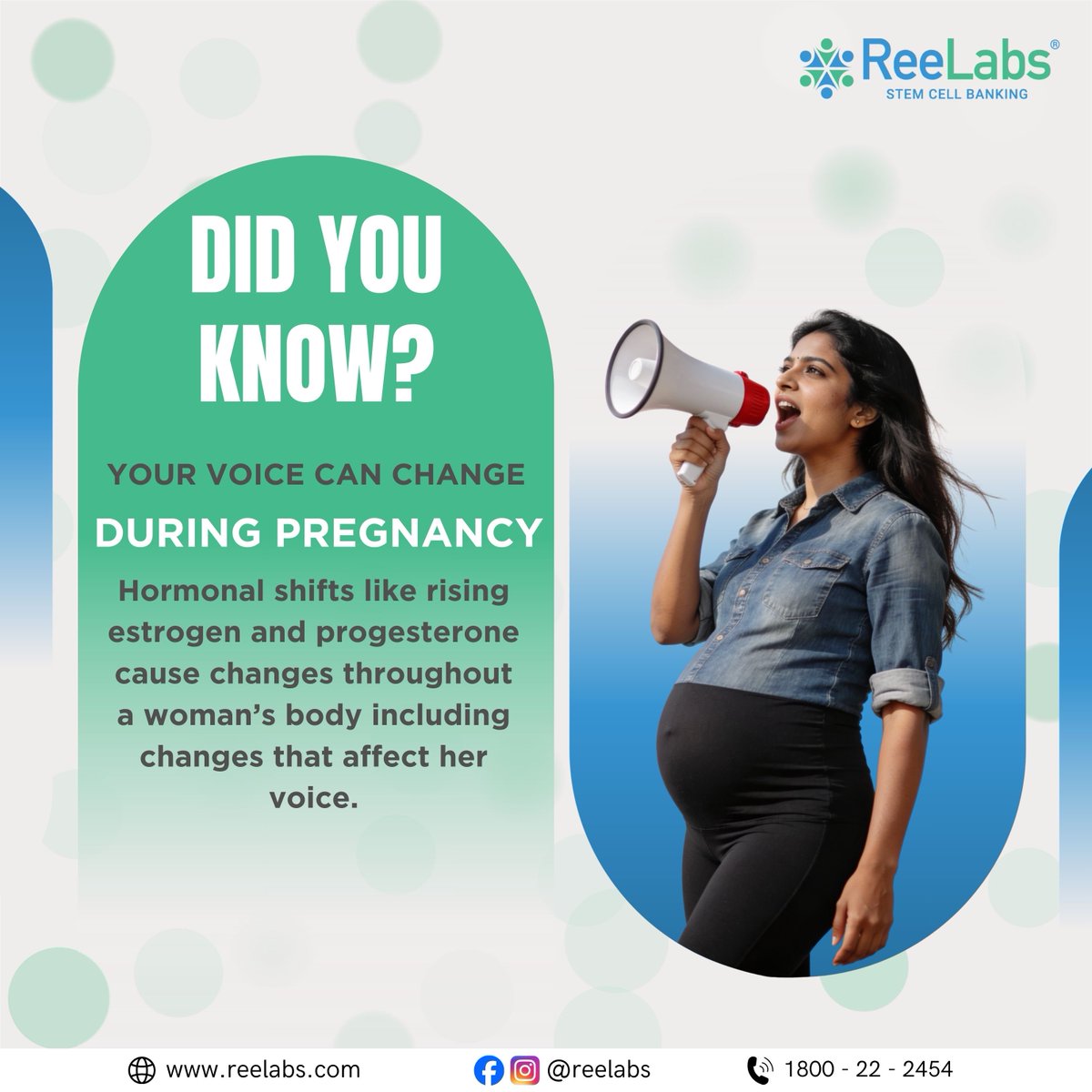 ReeLabs's tweet photo. Pregnancy brings many changes, even to your voice! 
Hormonal fluctuations can cause swelling in the vocal cords, leading to temporary voice changes. 

#PregnancyFacts #PregnancyChanges #MomToBeJourney #PregnancyAwareness #HealthyPregnancy #ExpectingMoms #CareForTwo #ReeLabs https://t.co/GL3KSATY5x