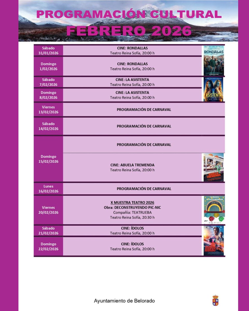 ➡🧐Os dejamos por aqui la programación cultural de este mes de febrero en #Belorado.
#beloradotienetirón