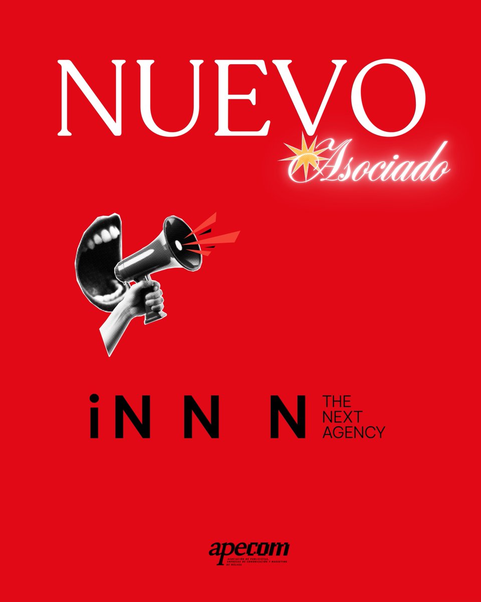 🤗 Damos la bienvenida a INNN, agencia creativa que se suma a APECOM. Su visión: ideas que transforman negocios y conectan con las personas. Seguimos fortaleciendo el ecosistema profesional de la comunicación y la creatividad desde el territorio. ¡Bienvenidos! 🤝
#INNN