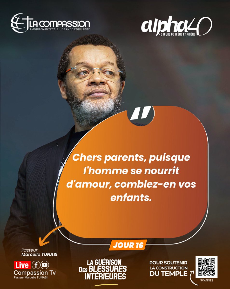 CompassionCrefm's tweet photo. Pensées inspirées // RÉTRO // Jour 16

« Chers parents, puisque l’homme se nourrit d’amour, comblez-en vos enfants. » Pasteur Marcello TUNASI 

1/3

L’intégralité de son message à suivre sur ce lien : https://t.co/Z7Maxoovmt

#EgliseLaCompassion #Citation #Pastmarcellotunasi #jésus