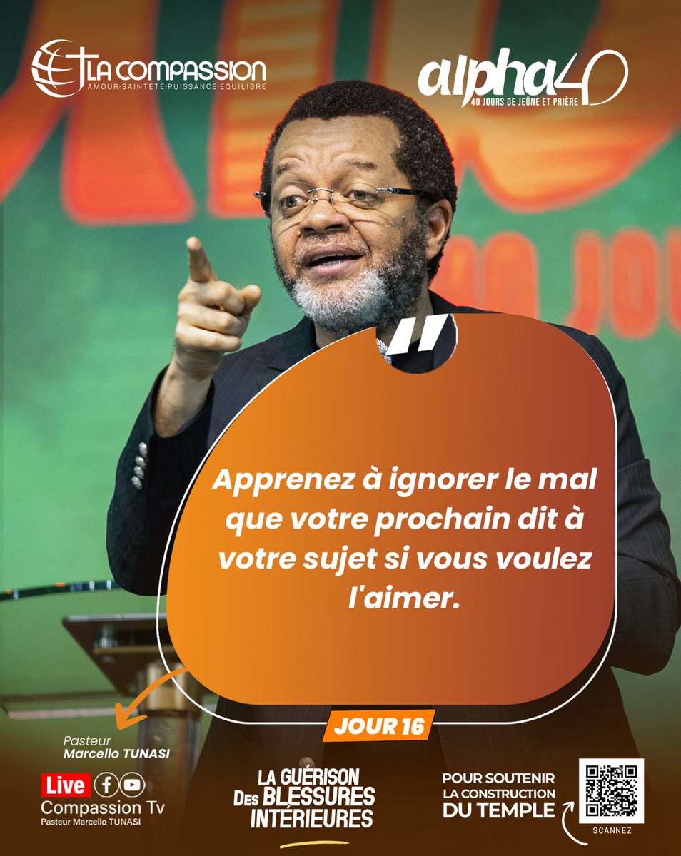 Pensées inspirées // RÉTRO // Jour 16

« Chers parents, puisque l’homme se nourrit d’amour, comblez-en vos enfants. » Pasteur Marcello TUNASI 

1/3

L’intégralité de son message à suivre sur ce lien : youtube.com/live/CpsSEMEam…

#EgliseLaCompassion #Citation #Pastmarcellotunasi