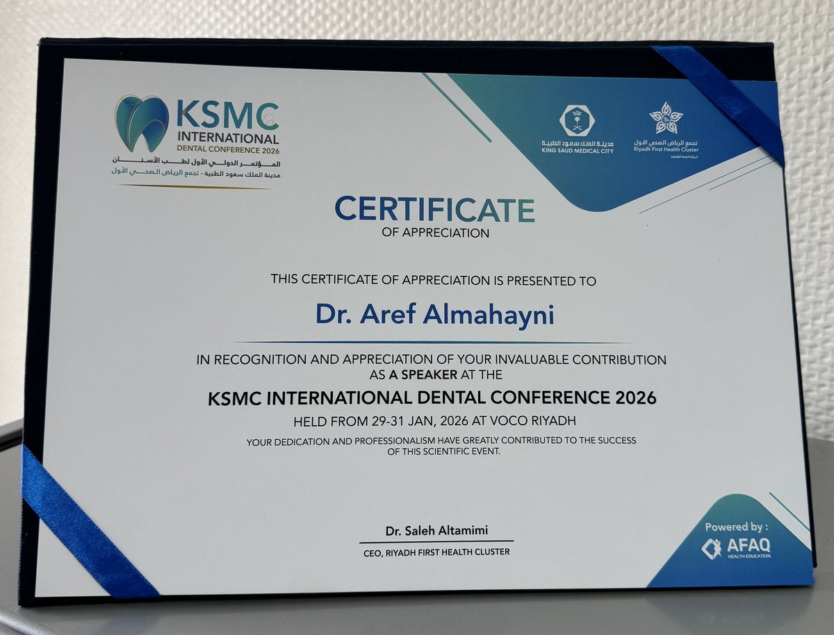 aom090's tweet photo. تم ولله الحمد الانتهاء من ورشة عمل ضمن فعاليات المؤتمر لمدينة الملك سعود الطبية، حيث ناقشنا تطورات في مجال طب الاسنان الرقمي و الزراعة، وتبادلنا الخبرات والتجارب مع نخبة من المختصين والمهتمين في المجال. #زراعة_اسنان #تجميل_اسنان https://t.co/DkMwyTSbQ2