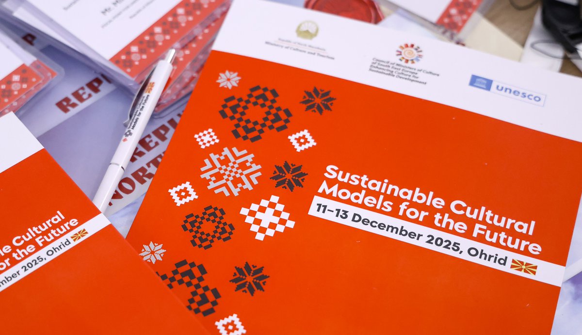 UNESCOVenice's tweet photo. 🤝Creating Sustainable Cultural Models for the Future🌍
The #OhridDeclaration, adopted within the framework of #CoMoCoSEE, reflects a strong commitment to strengthening regional cooperation, sustainable development, & cultural heritage protection.🏛️
➡️https://t.co/hHPYbIP2Tp https://t.co/lf4YihCMQH