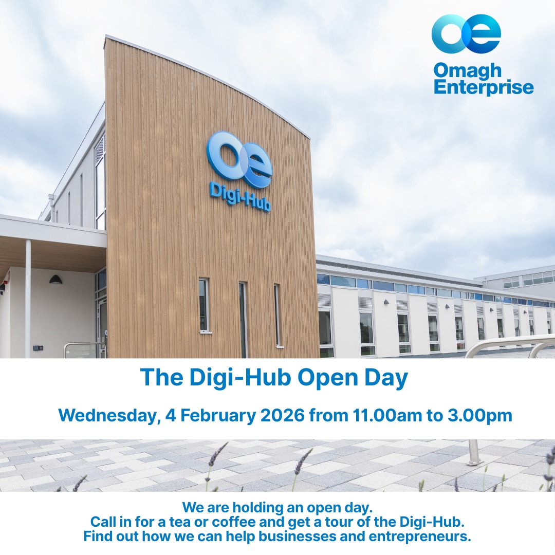 🚪 Digi-Hub Open Day – Omagh

Drop in to see the former health centre transformed into a modern workspace at Omagh Enterprise Company. Tour the space, meet the team and enjoy tea or coffee.

📅 4 Feb | 11–3
🔗 cutt.ly/PtzEyj6W

#OmaghBusiness #DigiHub #WorkspaceNI
