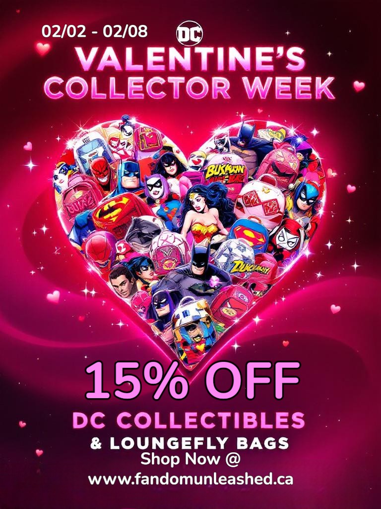 FandomUnleashed's tweet photo. 💖 Valentine’s Collector Week 💖
15% OFF DC Collectibles &amp; Loungefly Bags
📅 Feb 2–Feb 8

Shop online at https://t.co/MQV10Pr0X9
 or visit us at the 404 &amp; Steeles Flea Market, 2900 Steeles Ave East. Booths 503/504, aisle 400/500. https://t.co/sCKfHHXj8N