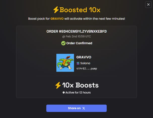 Gravvo_Sol's tweet photo. ⚡️ Boosted 10x GRAVVO on DEX Screener!
https://t.co/OtG8UV7JOW https://t.co/qOpxQtss7M