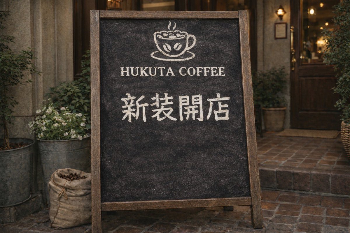 hukutacoffee's tweet photo. ご縁をいただいたプロダクションに所属しHUKUTA COFFEEは内装工事＆新メニュー（曲）追加を経て【2026年 新装開店】！

店長ダイサク＆副店長ヨシキとなりました。サポートメンバーに回った花井も頑張ります。

「カフェツアー」3/28名古屋（新曲有）は即SOLD OUT感謝！ https://t.co/VcQG35pIew