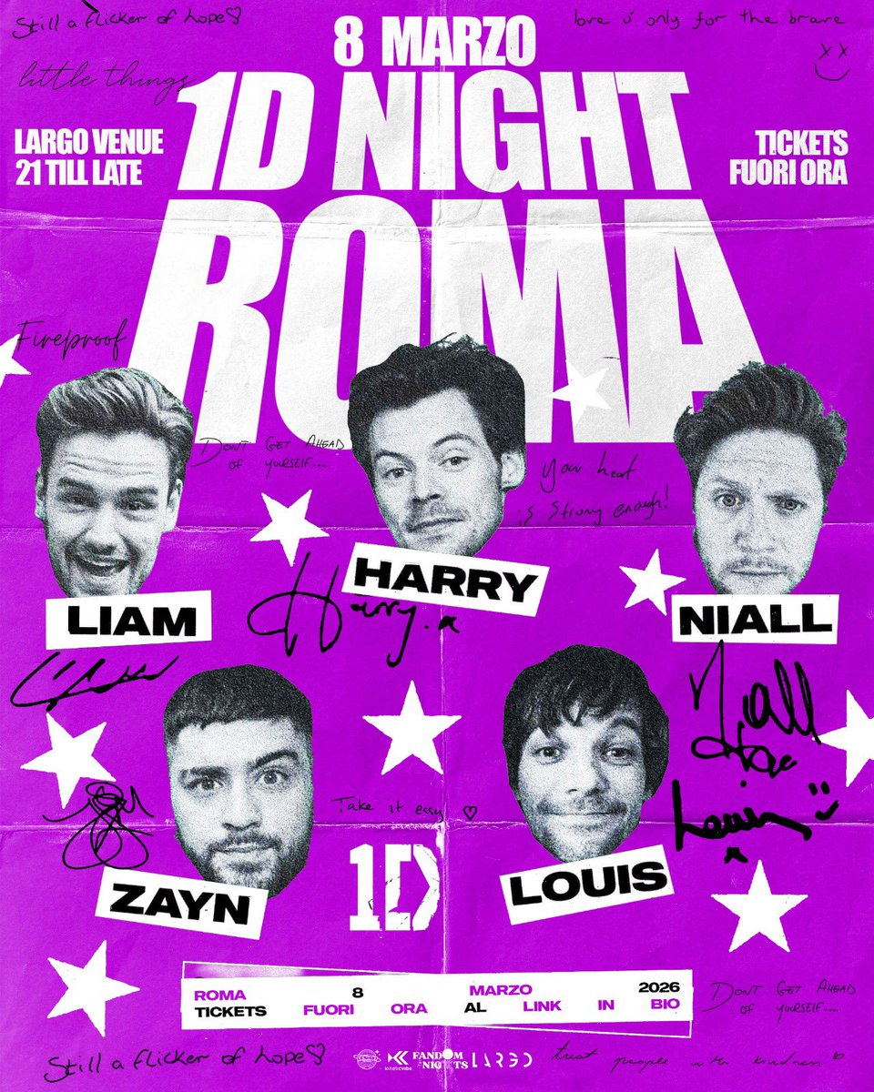 1DTeamPiemonte's tweet photo. #1DNightRoma
📍 Largo Venue, Via Biordo Michelotti 2, Roma
📅 Domenica 8 marzo 2026
🕘 Dalle 21 till late
🔞 Evento +16
🎫 https://t.co/LkqCzkDupg https://t.co/JJwOLmhNpX