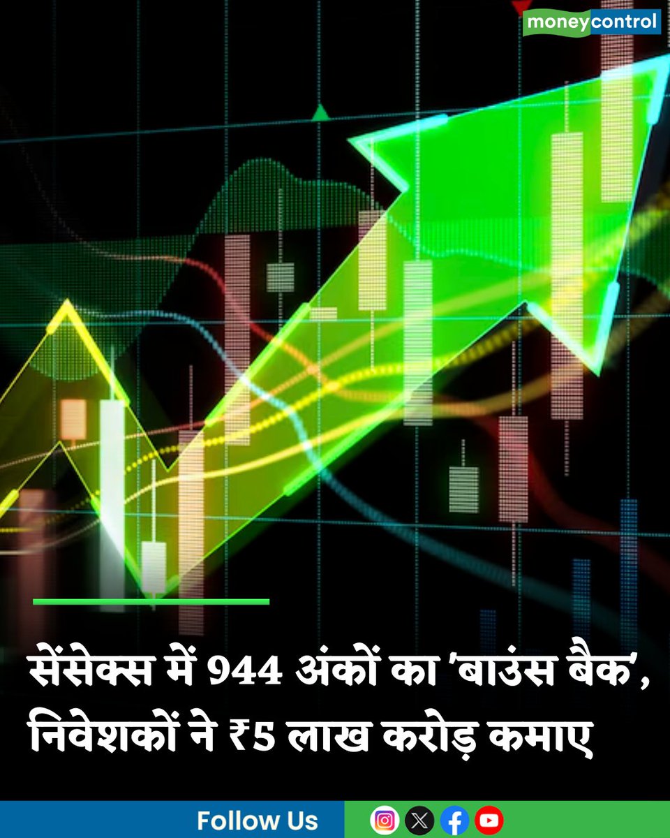 MoneycontrolH's tweet photo. #ShareMarkets: बजट के झटके से उबरा शेयर बाजार, सेंसेक्स 944 अंक उछला; निवेशकों ने ₹5 लाख करोड़ कमाए
https://t.co/gp69cXJ5nl
#MarketsWithMC #Sharemarket #Stockmarket #MoneycontrolHindi https://t.co/cx3UzzrFCo