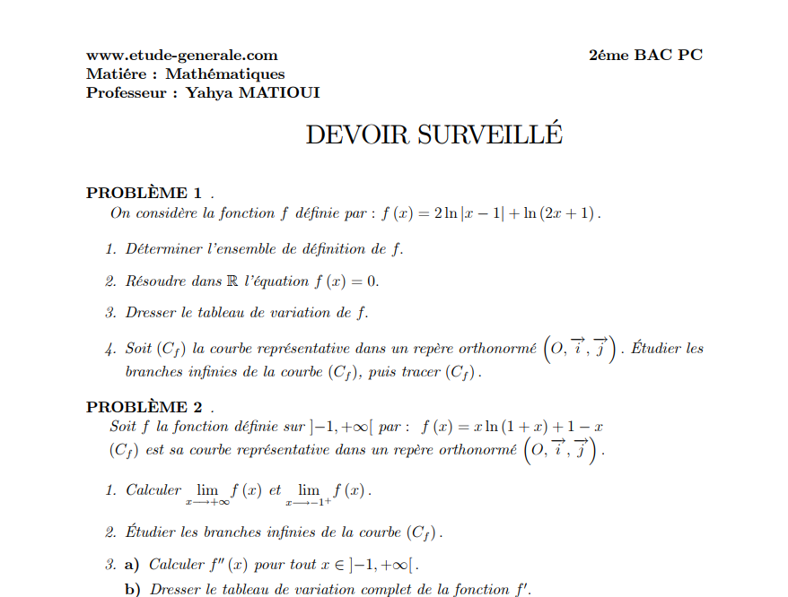 etudegenerale's tweet photo. (2 bac pc et svt)
Devoir surveillé sur la fonction logarithme népérien ✍️
https://t.co/1pbtjfkr2p
#math #maths #Mathematics #mathématiques #2bac https://t.co/62u35fpLwX