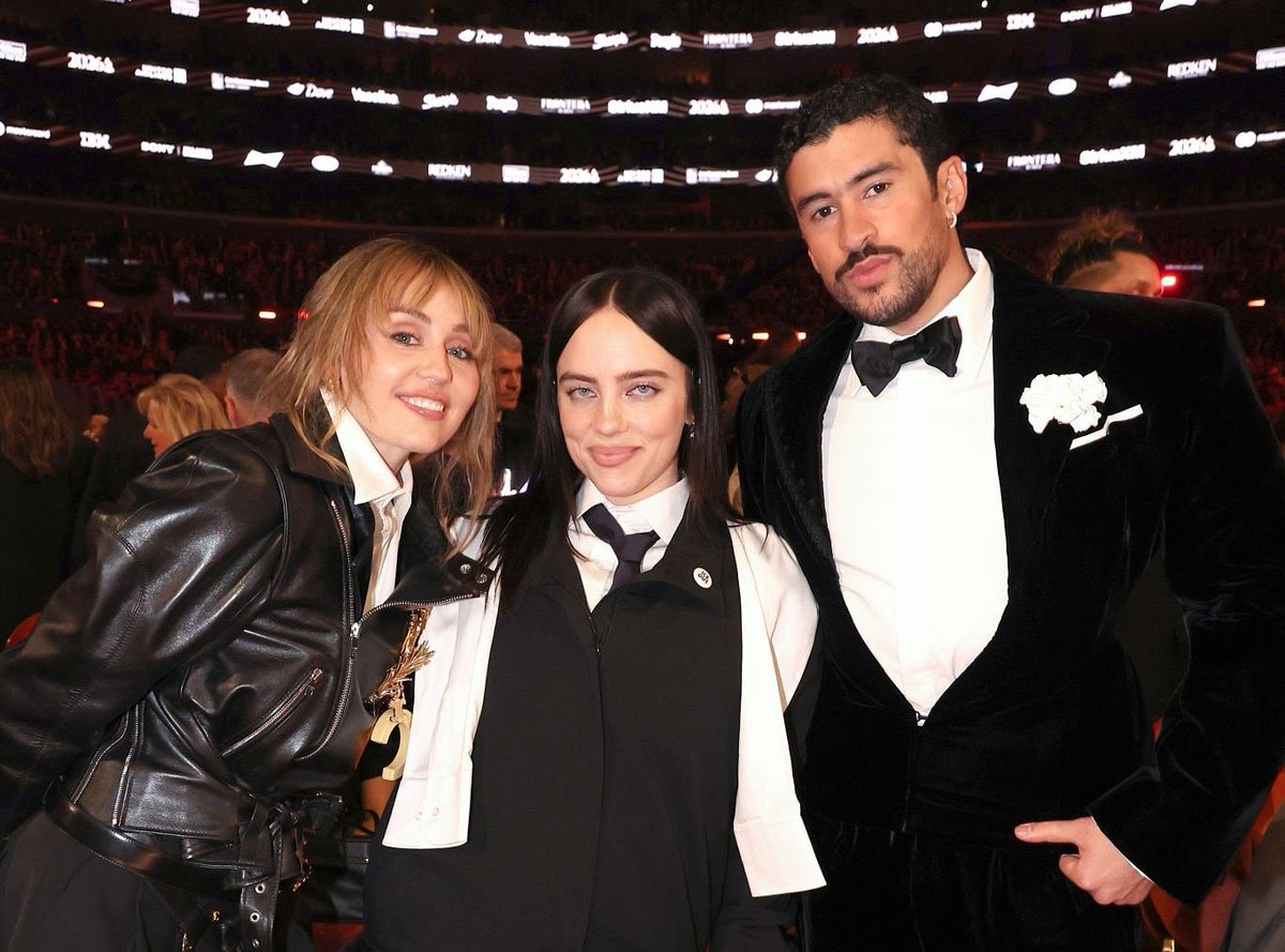 Bad Bunny, Billie Eilish y Miley Cyrus en los Grammys.