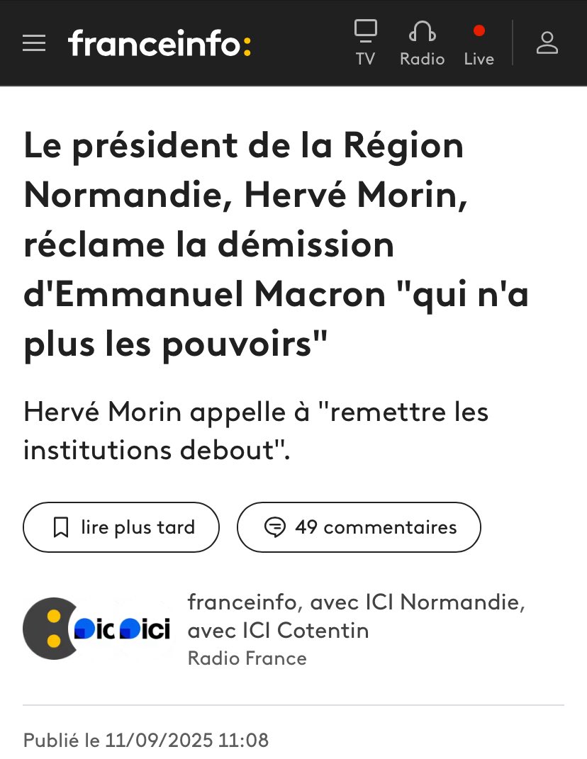 Ce message s’adresse uniquement aux sympathisants soutiens <a href="/EmmanuelMacron/">Emmanuel Macron</a> à Paris 👇

Voici l’homme qui rejoint <a href="/pybournazel/">PierreYves Bournazel</a> ! 

Non content d’avoir une tete de liste #Horizons qui veut le départ anticipé voici <a href="/Herve_Morin/">Hervé Morin</a> qui veut LA démission du President de la Republique et