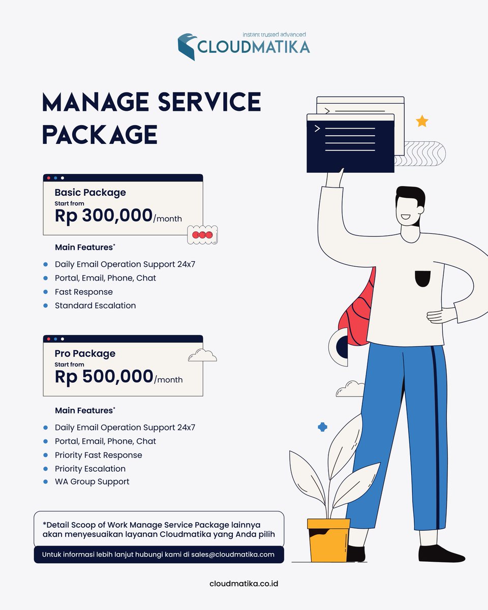 cloudmatika's tweet image. Mulai dari Rp300.000/bulan, Anda bisa fokus mengembangkan bisnis tanpa khawatir soal stabilitas dan keamanan IT. Konsultasikan kebutuhan Anda sekarang!

#ManagedService #Cloudmatika #ITManagedService #ServerManagement #ITSupport