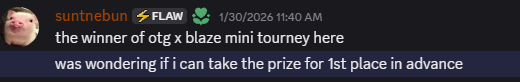 gm, thanks <a href="/FlawgamingHQ/">FLAW GAMING</a> <a href="/blaze_stream/">Blaze</a> @playoffthegridYesterday was the best tournament format we’ve had in OTG so far. Even though I won, I feel more responsible to point out a few things for the future.
I was about to make the post right now, but I woke up to this crazy DM: