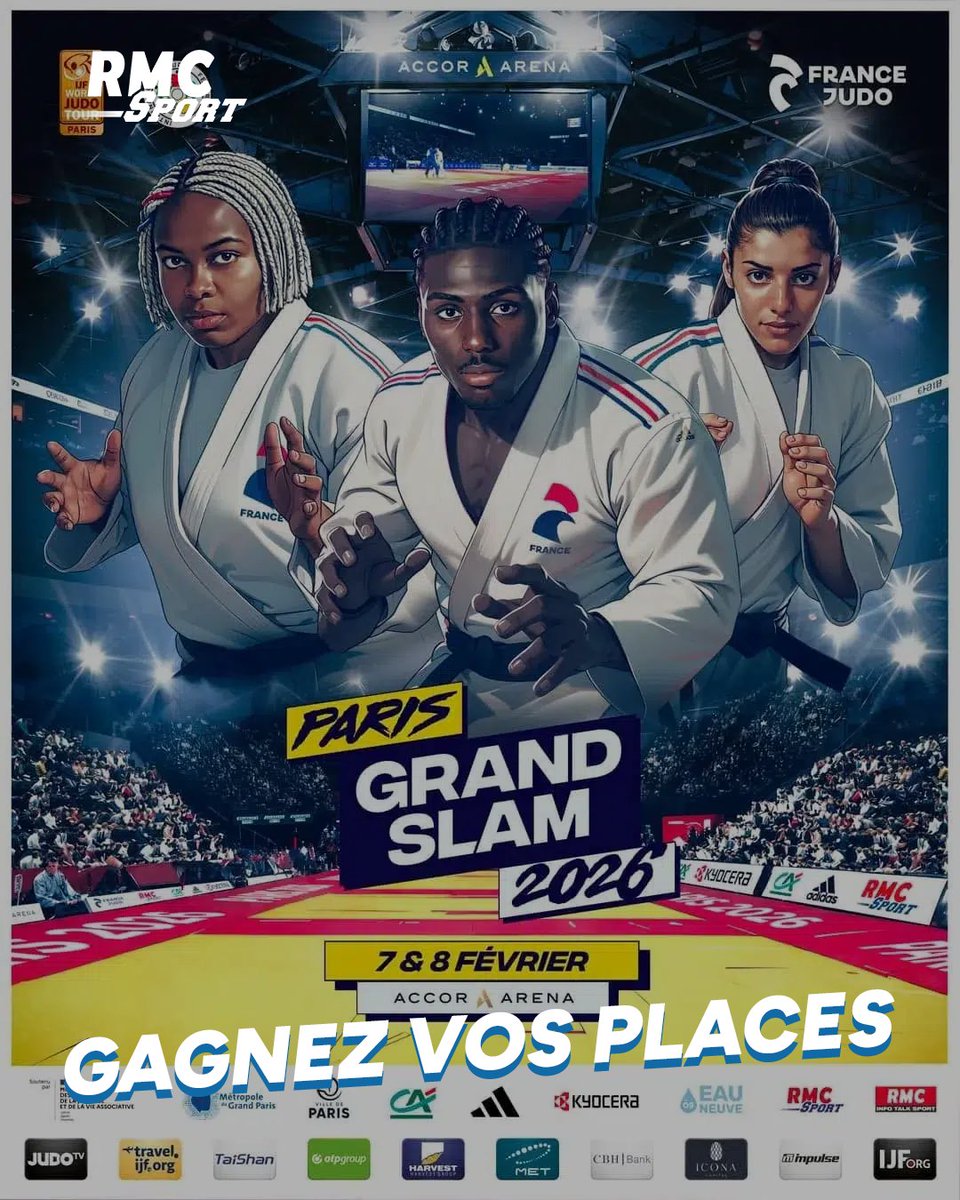 🎁 JEU CONCOURS

🎟️ Tentez de remporter vos places pour le Paris Grand Slam qui aura lieu les 7 et 8 février 2025 à l'Accor Arena.

🍀 Pour participer, RT + Follow <a href="/RMCsport/">RMC Sport</a>, et commente le jour auquel tu souhaites assister.

🔥 Bonne chance à tous !