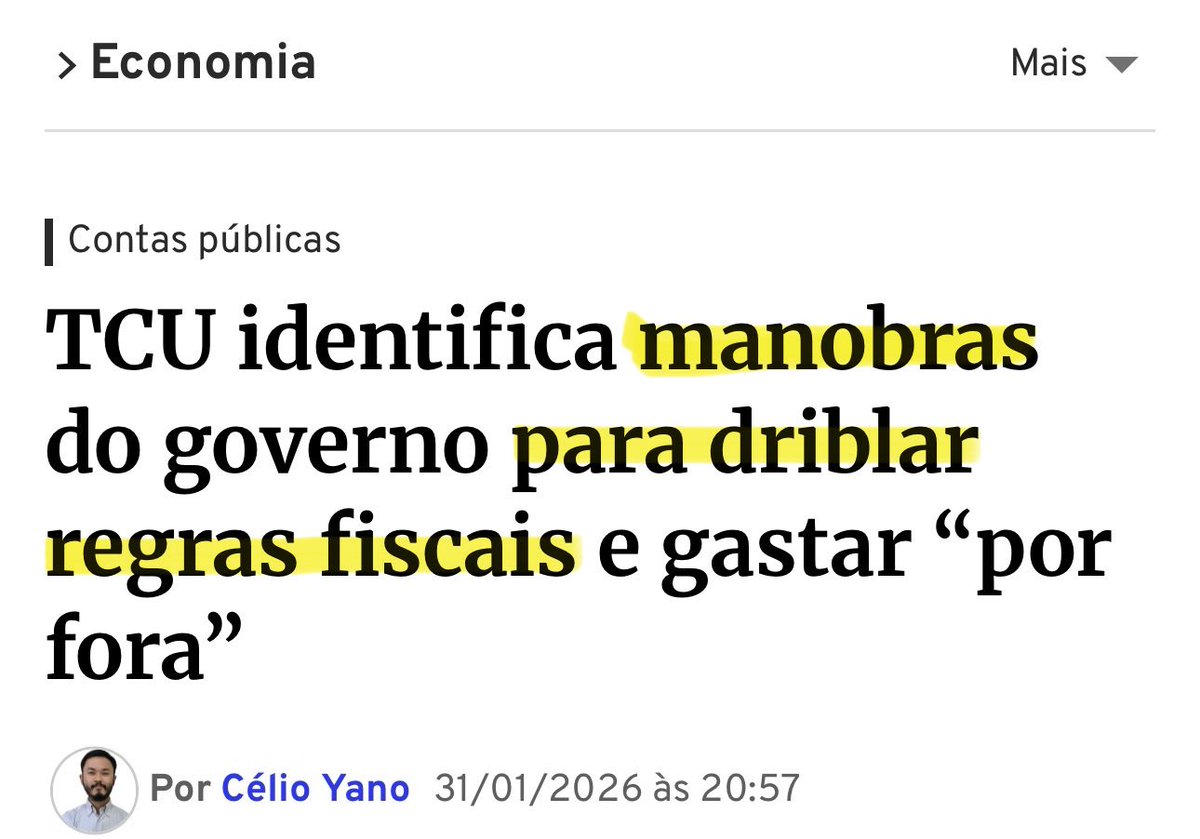 Ah pronto, Pedalada fiscal agora é “manobras para driblar regras fiscais”‼️

Imagina se fosse no Governo Bolsonaro…
