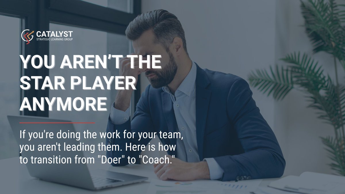 CatalystSLG's tweet photo. Stop being the Star Player and start being the Coach.

If you’re doing all the work to ensure it's done right, you’re a bottleneck, not a leader. Shift from #Pacesetting to #Coaching to #empower your #team.

@CatalystSLG helps you make the leap today - info@catalystslg.com https://t.co/tVenFW3Xwb