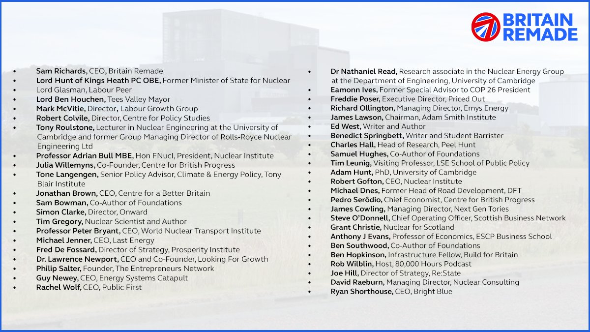 BritainRemade's tweet image. NEW: 45 leading figures from academia, business and politics tell Ed Miliband "Don't U-turn" on the commitment to implement every recommendation of the Fingleton Nuclear Regulatory Review.

FULL LETTER:

Dear Secretary of State,

We are writing to you in support of the full and…