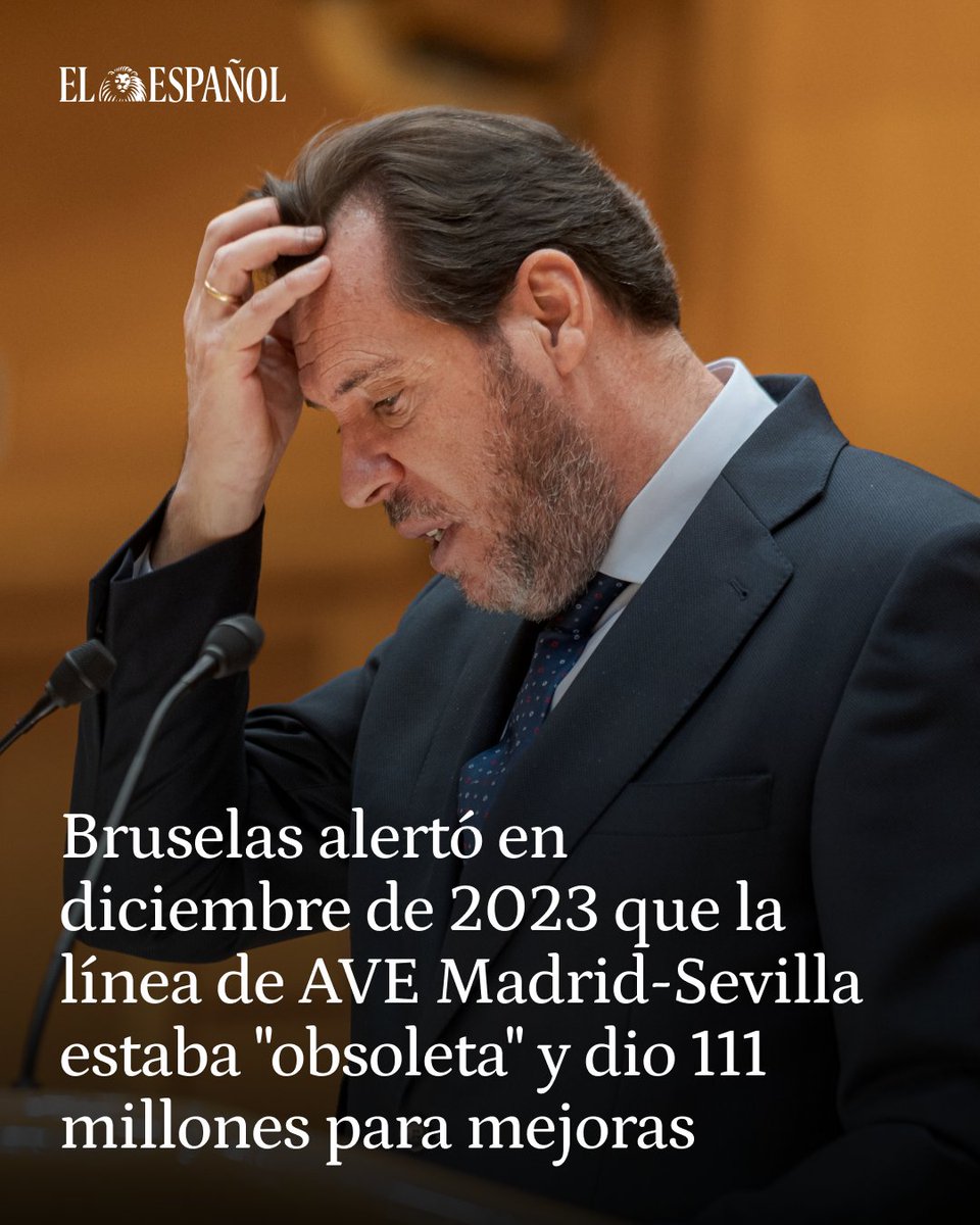 elespanolcom's tweet image. 🔴#URGENTE | Bruselas alertó en diciembre de 2023 que la línea de AVE Madrid-Sevilla estaba "obsoleta" y dio 111 millones para mejoras

Hoy se desconoce el destino de esos fondos europeos, tal y como denuncian tres eurodiputados del PP en un escrito dirigido al Ejecutivo…