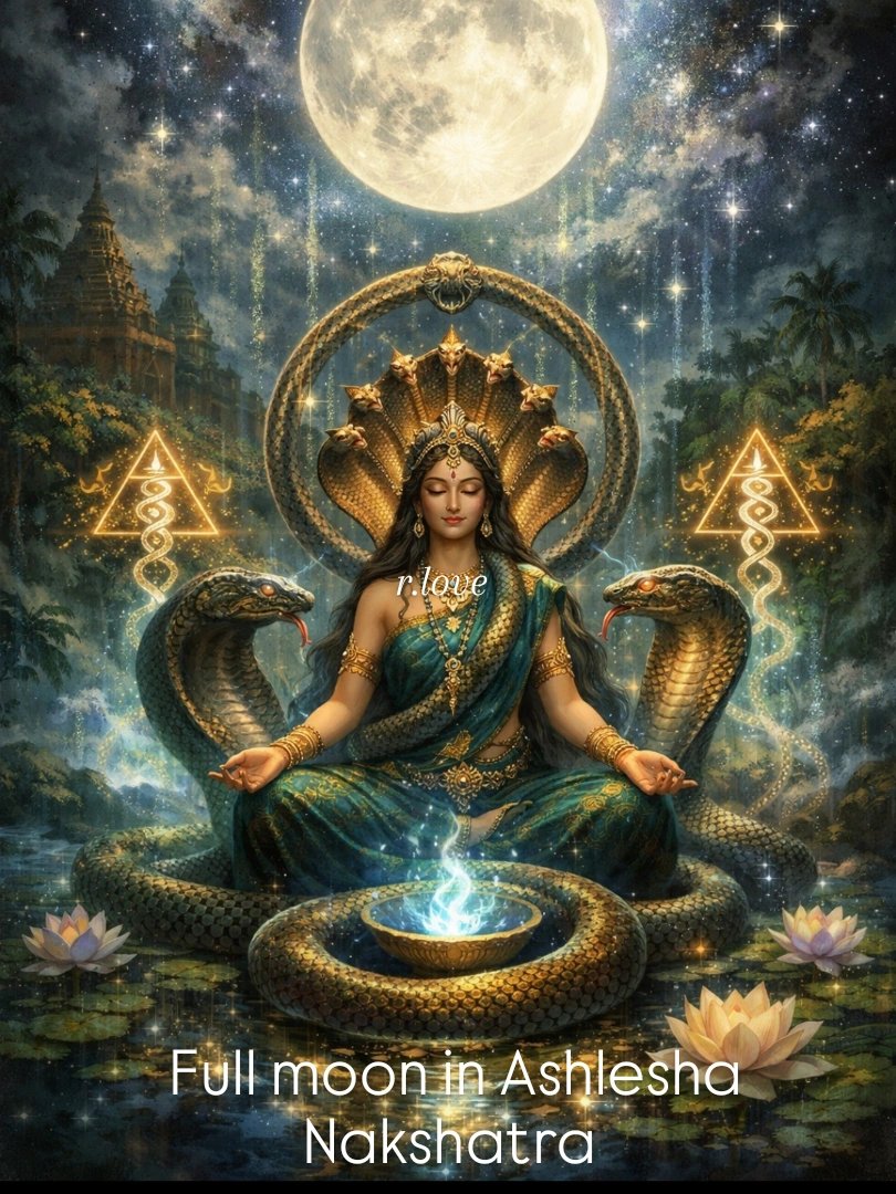 Full moon in (Cancer), Ashlesha Nakshatra,  Shed the last of that old wood snake energy cuz the fire horse is INCOMING!!!!🐍🔥🐎