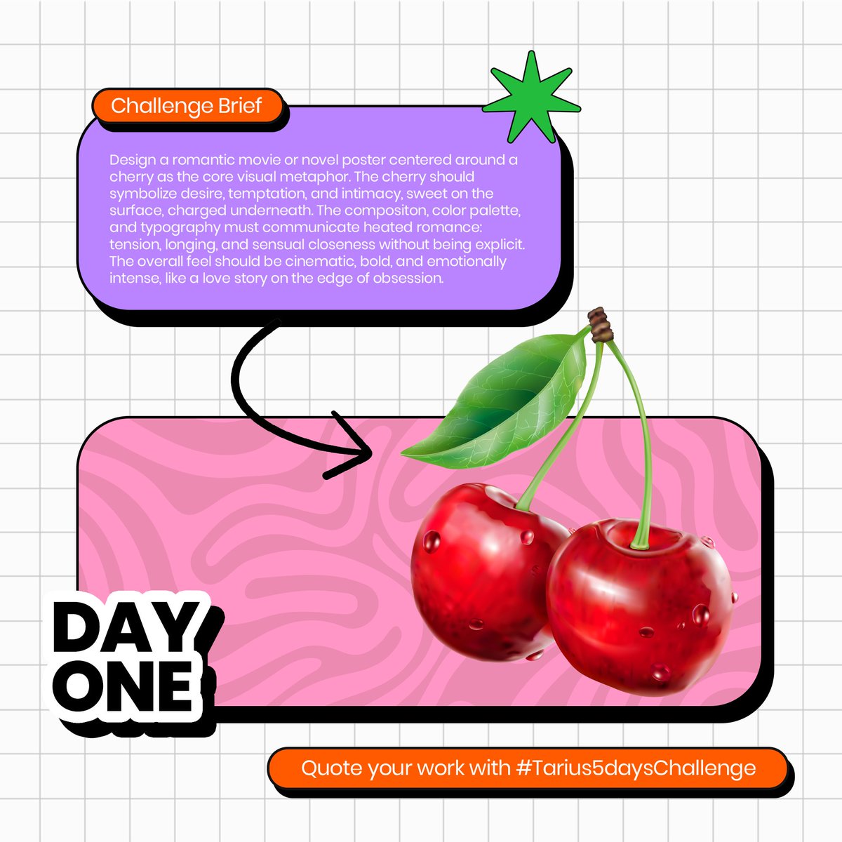 TariusNG's tweet image. Designers!!!! Assemble !! It’s the season of love ❤️ and this week we’re going to implement that feeling into our designs, who knows what image I might give you 😏, might be a rock or grass or water droplet 💧, who knows but for now let’s start with this !!!! 

Day 1: 🍒 

Design