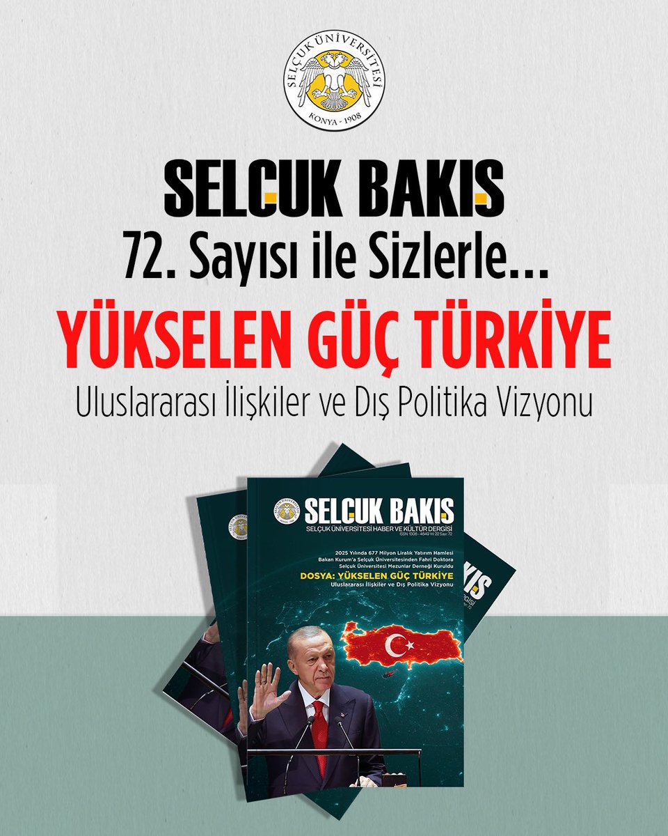 Üniversitemiz Haber ve Kültür Dergisi “Selçuk Bakış”, 72. sayısında “Yükselen Güç Türkiye” dosyası ile okurlarıyla buluştu. 💫

🔗 selcukbakis.selcuk.edu.tr

#SelçukÜniversitesi🏆